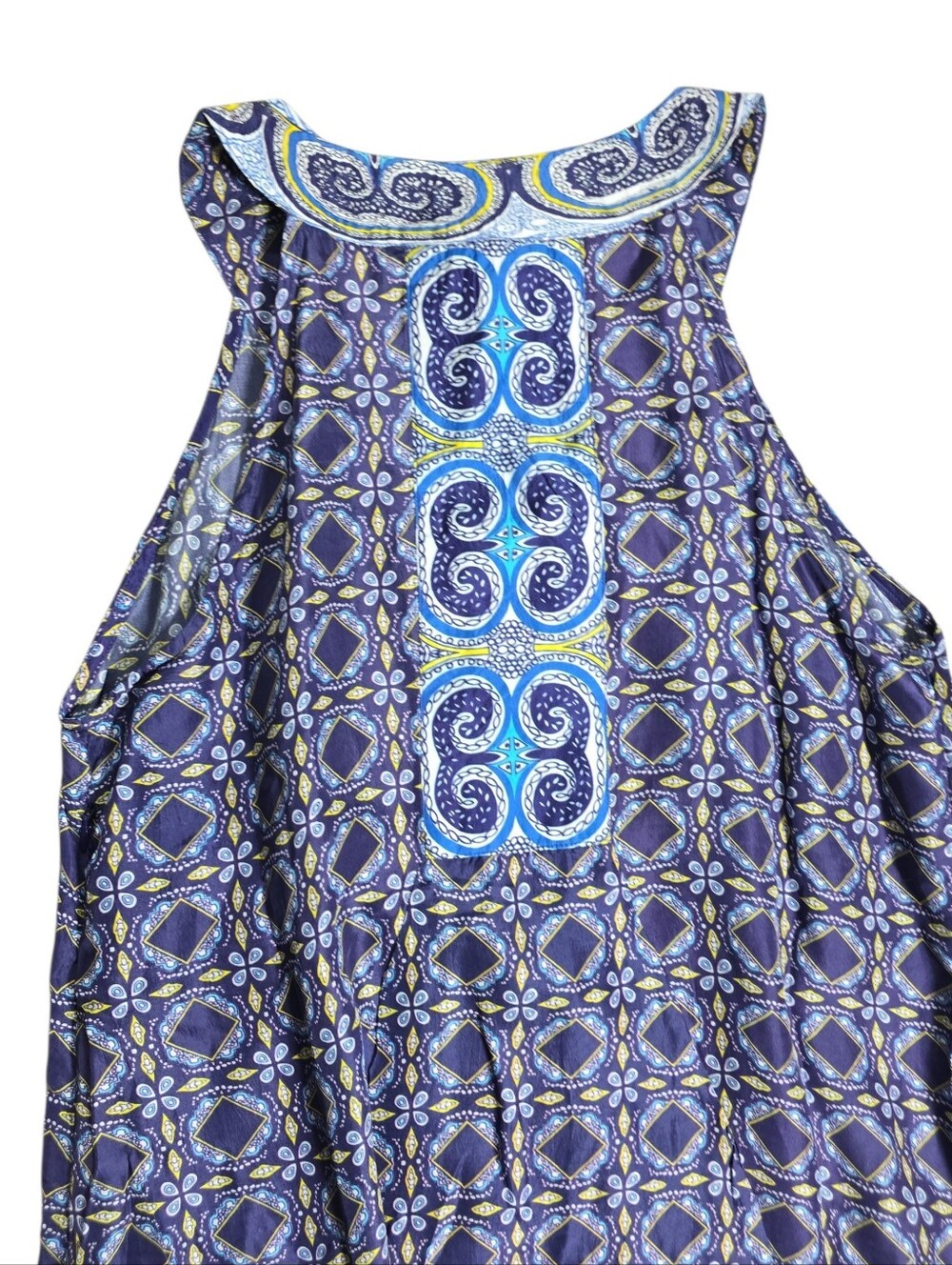 NWOT SILK Sundance Plaza Sweet Maxi Dress Bohemian Flowy Mosaic Blue Size 10 - Picture 6 of 6
